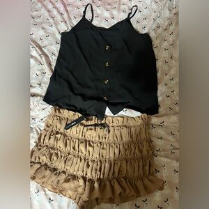 Set:Fashion Nova Tan Ruffled Skirt and top both 3X NWT